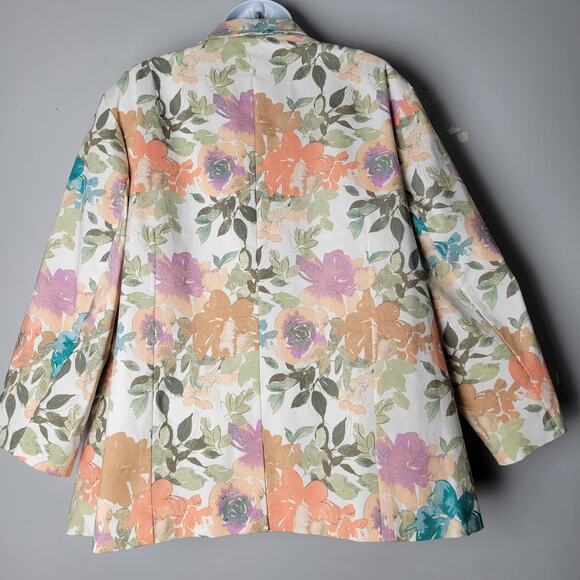 Cato Plus 22W Floral Blazer Jacket NWT Bright Pastel Print Lined Spring Dopamine - Picture 4 of 10